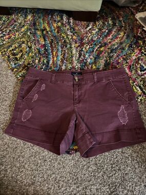 American Eagle Outfitters Plum Distressed Jean Shorts